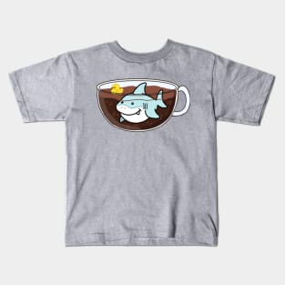 Jawva (Cute Shark Swimming in Coffee) Kids T-Shirt